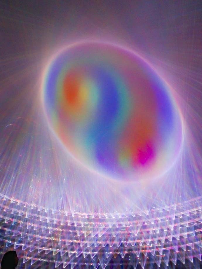 Purplish rainbow laser lights from Obverse and Reverse artwork 