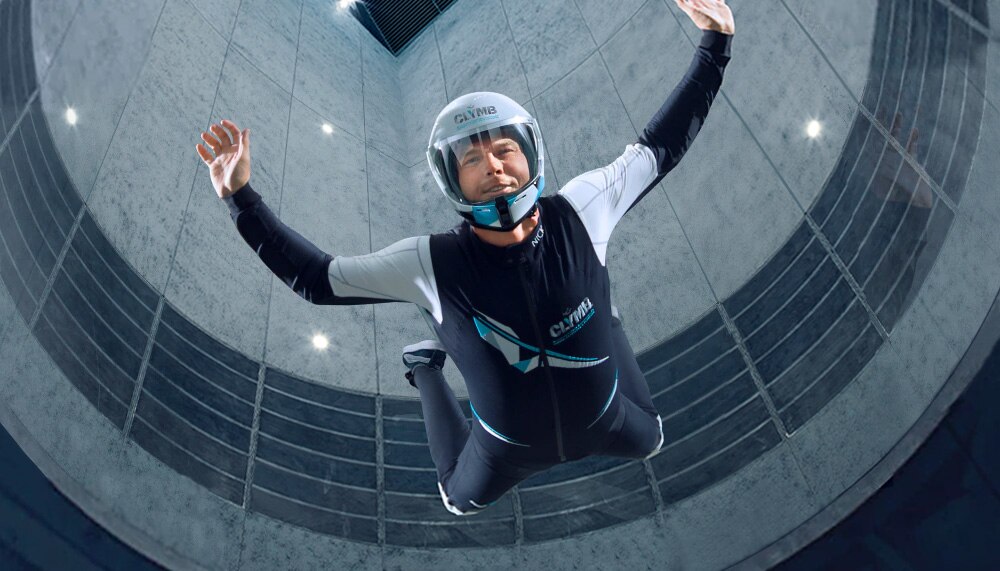 Man free falling at Clymb Abu Dhabi, Yas Island